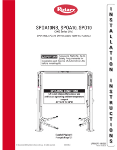 Rotary SPOA10 AV Lift Installation Manual
